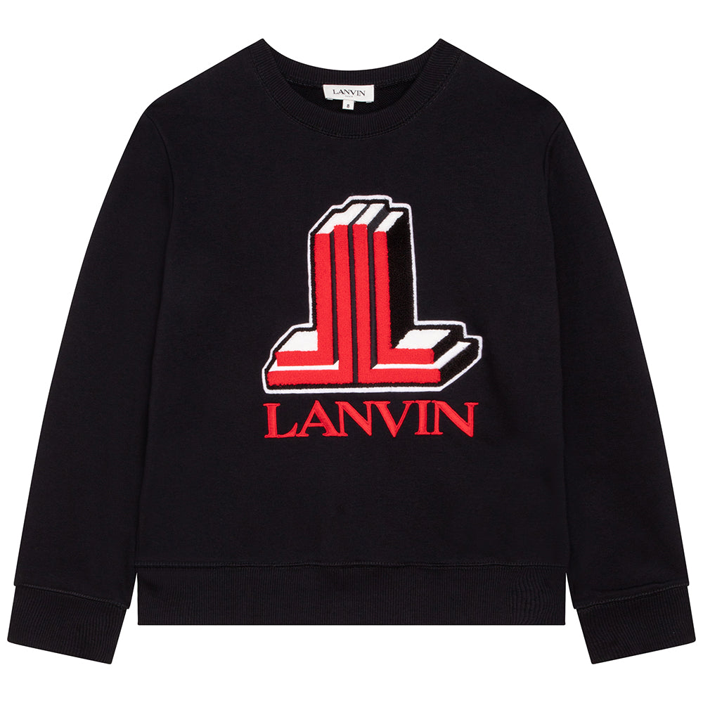 Lanvin Boys Double L Logo Sweater Black 8Y