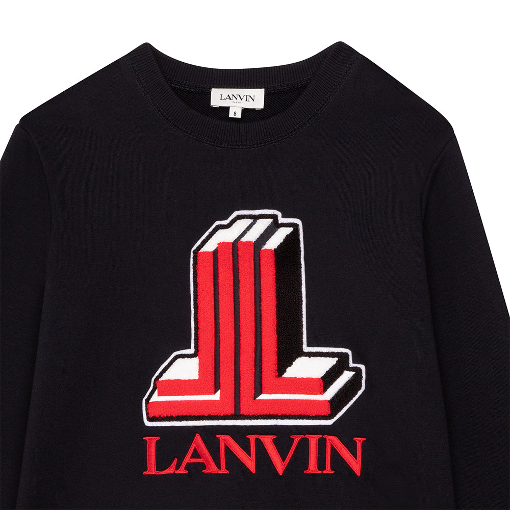 Lanvin Boys Double L Logo Sweater Black 8Y