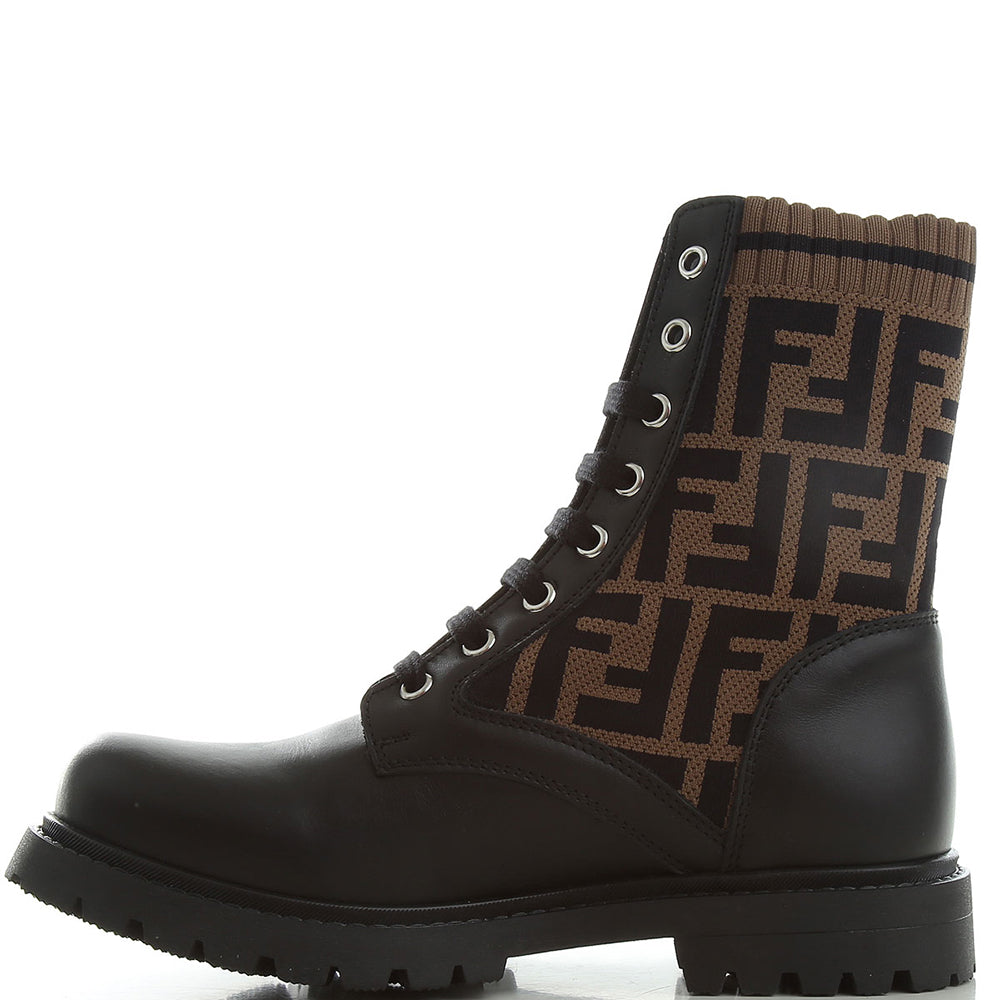 Fendi Girls FF Logo Ankle Boots Black Eu38