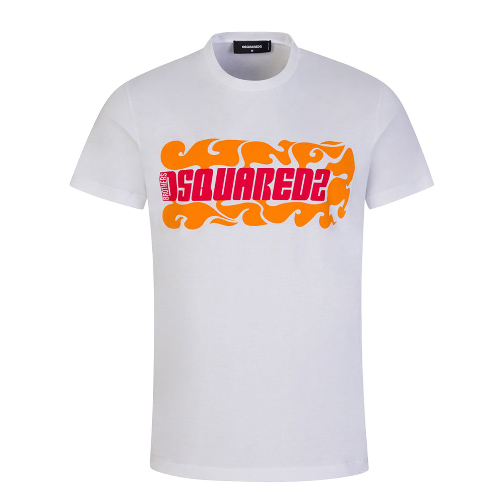 Dsquared2 Mens Wave Logo Cigar T-shirt White XXL
