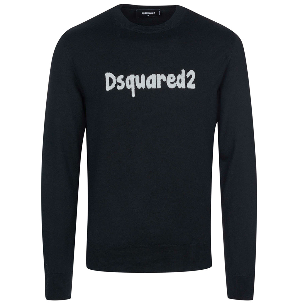 Dsquared2 Mens Crew Neck Knitted Jumper Black L