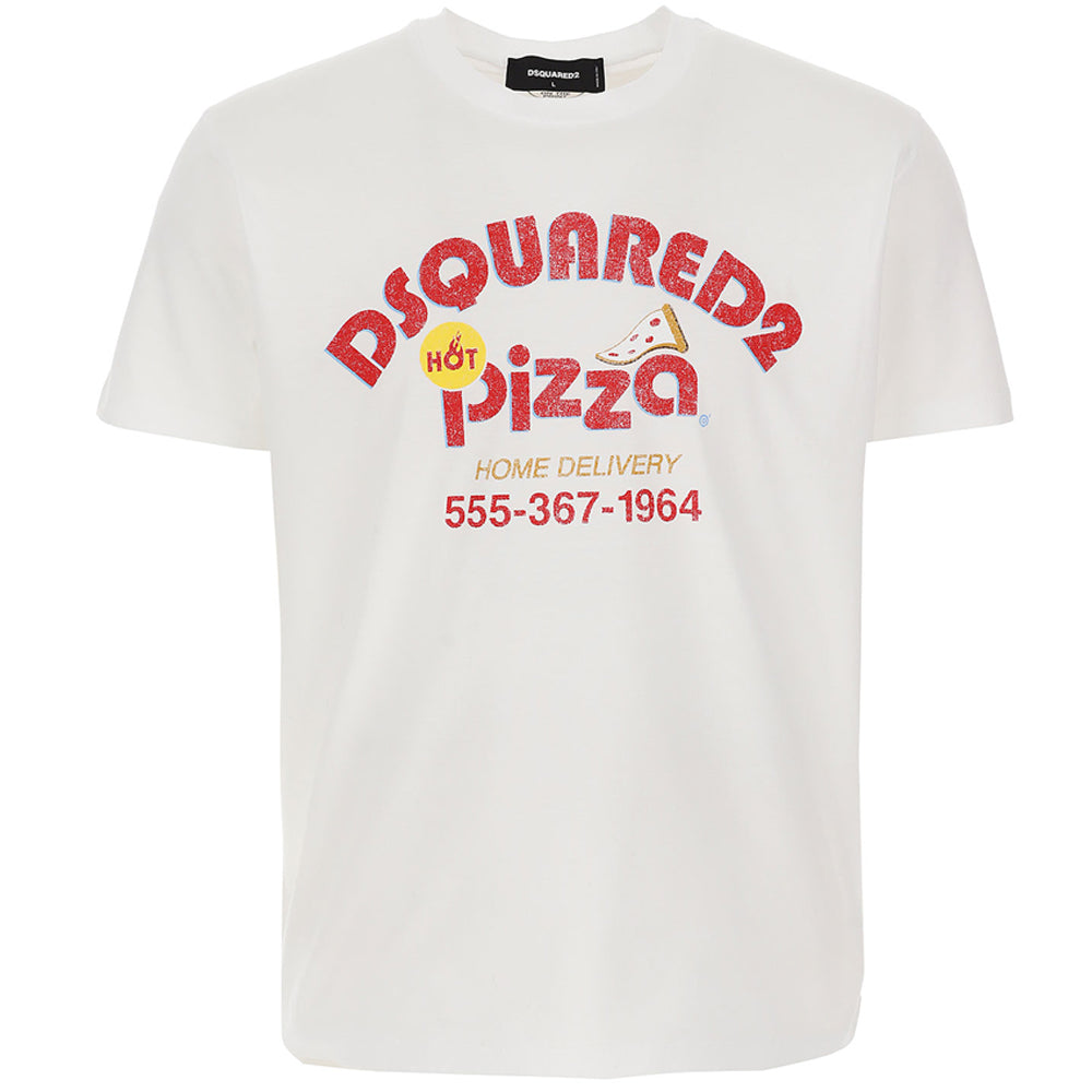 Dsquared2 Mens Pizza T-shirt White S
