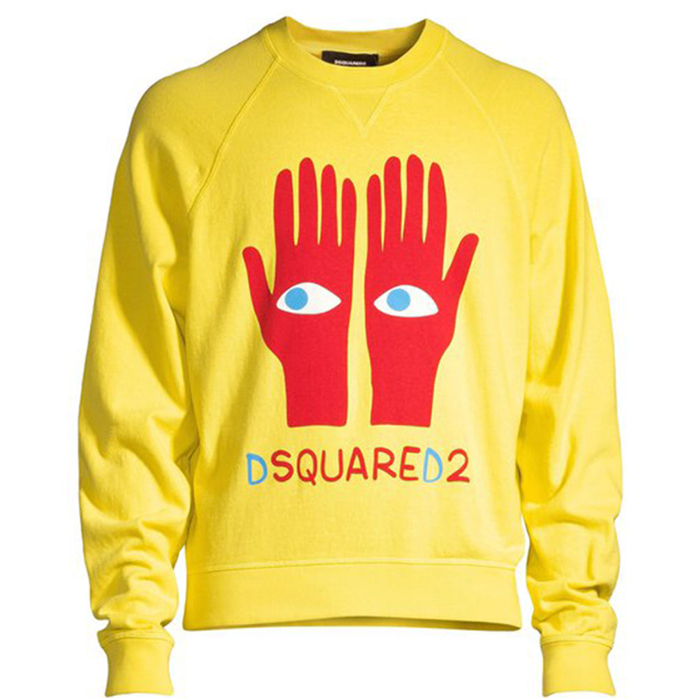 Dsquared2 Mens Eyes On Hands Sweatshirt Yellow XL