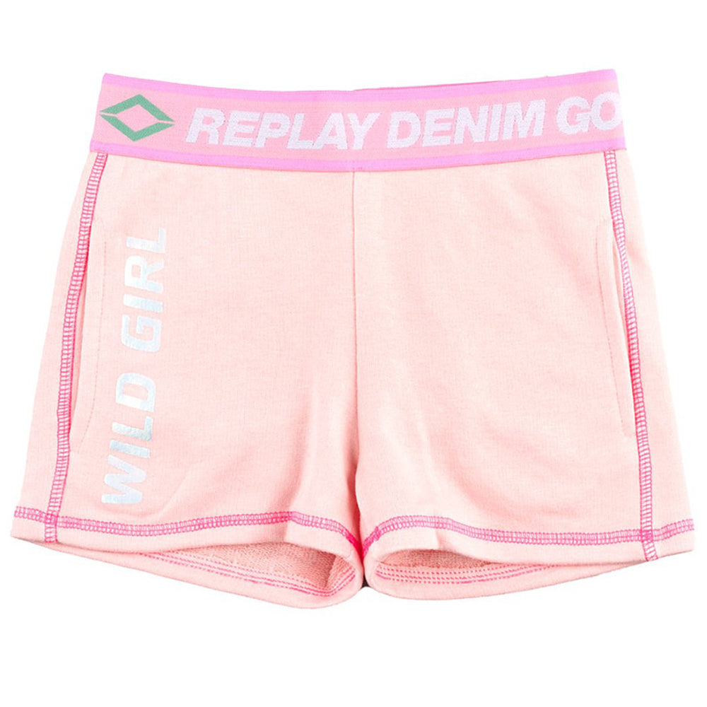 Replay Girls Wild Logo Shorts Pink 10Y