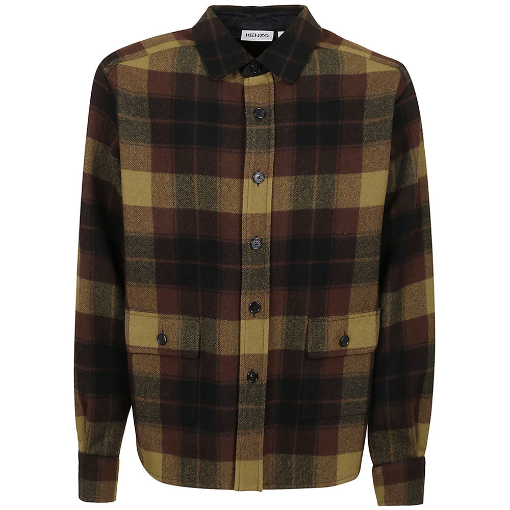 Kenzo Men's Oversized Checkered Shirt Brown - S BROWN