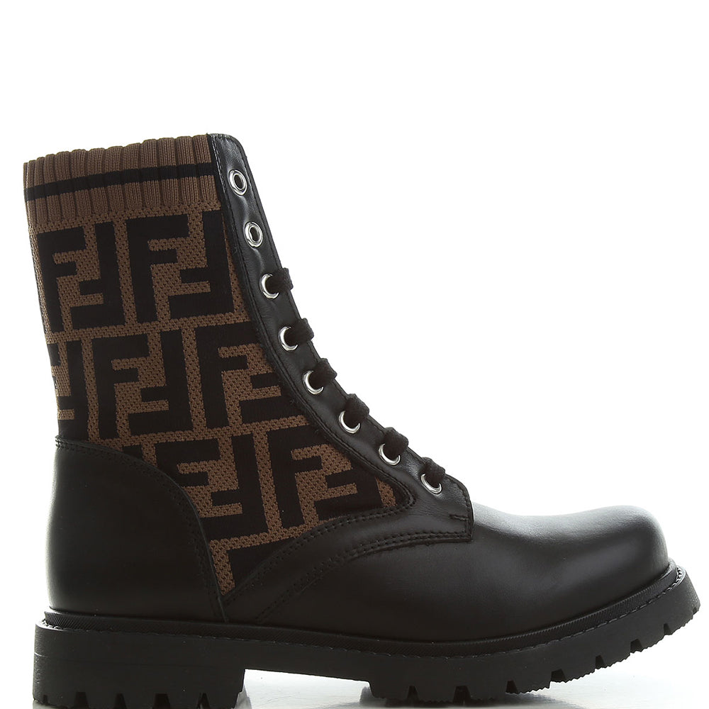Fendi Girls FF Logo Ankle Boots Black - EU31 BLACK