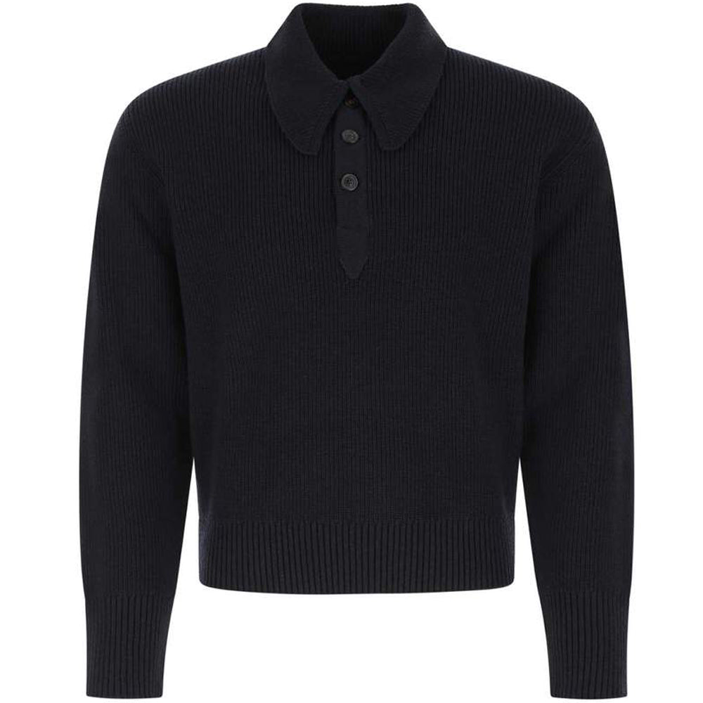 Maison Margiela Mens Fine-Ribbed Knitted Polo Shirt Black - S BLACK