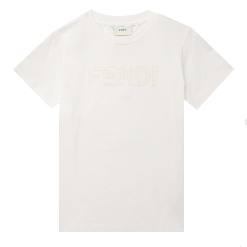 Fendi Boys Knitted Logo T shirt White - 6 YEARS WHITE