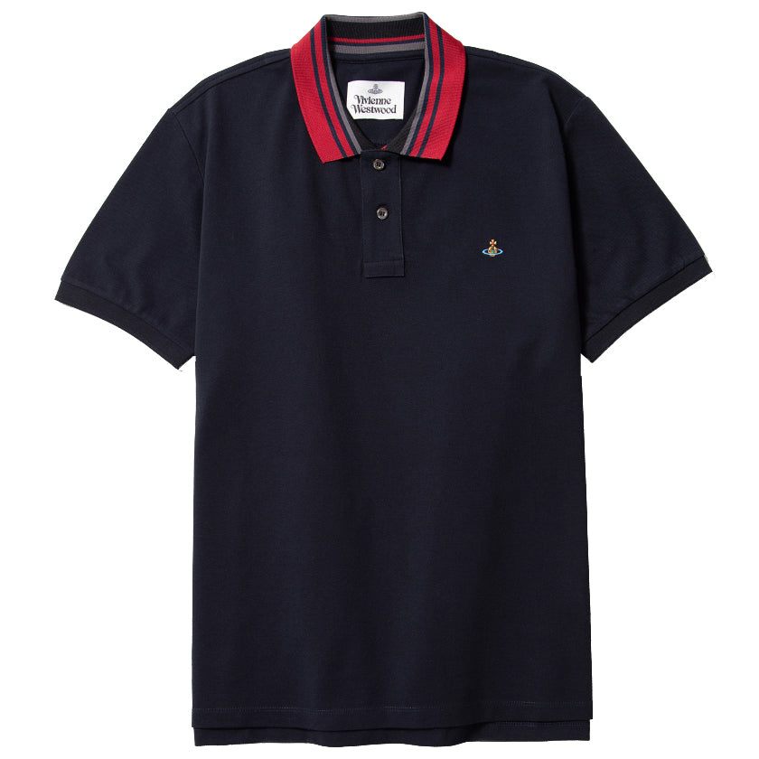 Vivienne Westwood Men's Stripe Logo Polo Navy XL