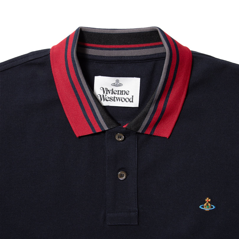 Vivienne Westwood Men's Stripe Logo Polo Navy XL