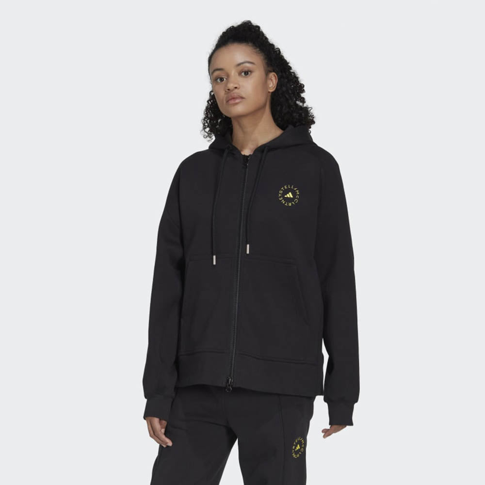 Adidas By Stella Mccartney Womens Logo Zip Hoodie Black M