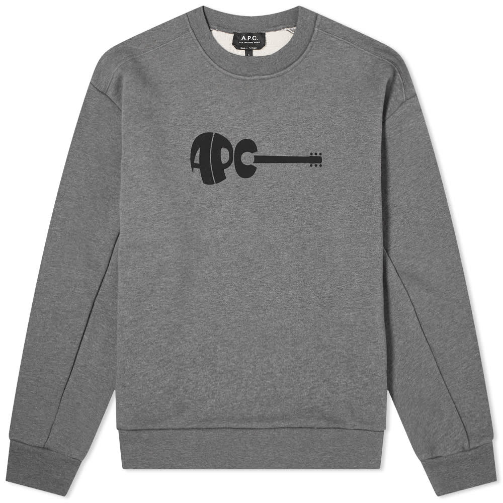 A.P.C Men's Jaheim Guitar Logo Sweater Grey L