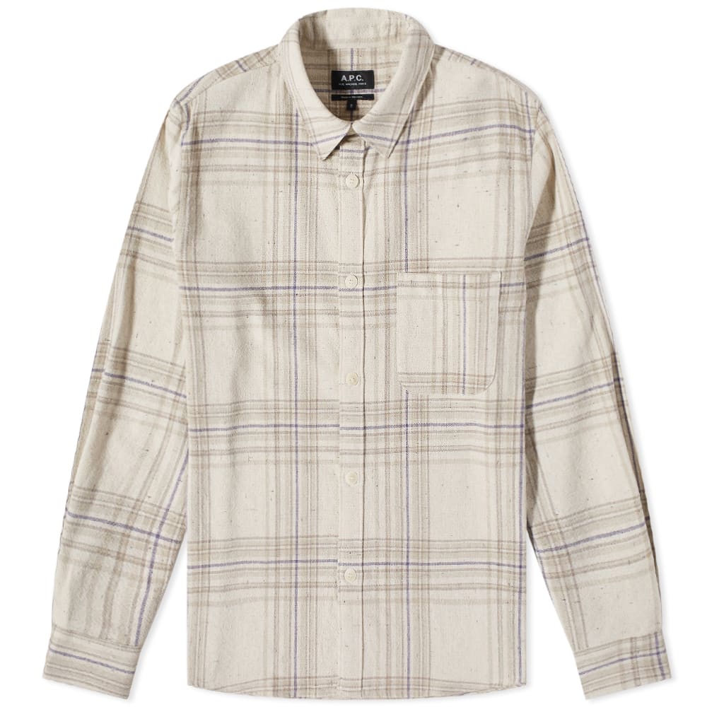 A.p.c Mens Trek Checked Shirt Beige L