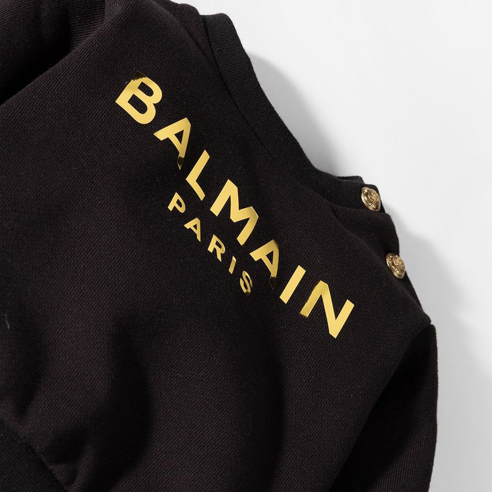 Balmain Baby Girls Metallic Logo Sweater Black 36M