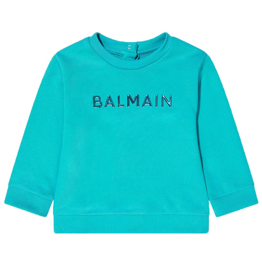 Balmain Baby Unisex Iridescent Logo Sweater Blue 12M