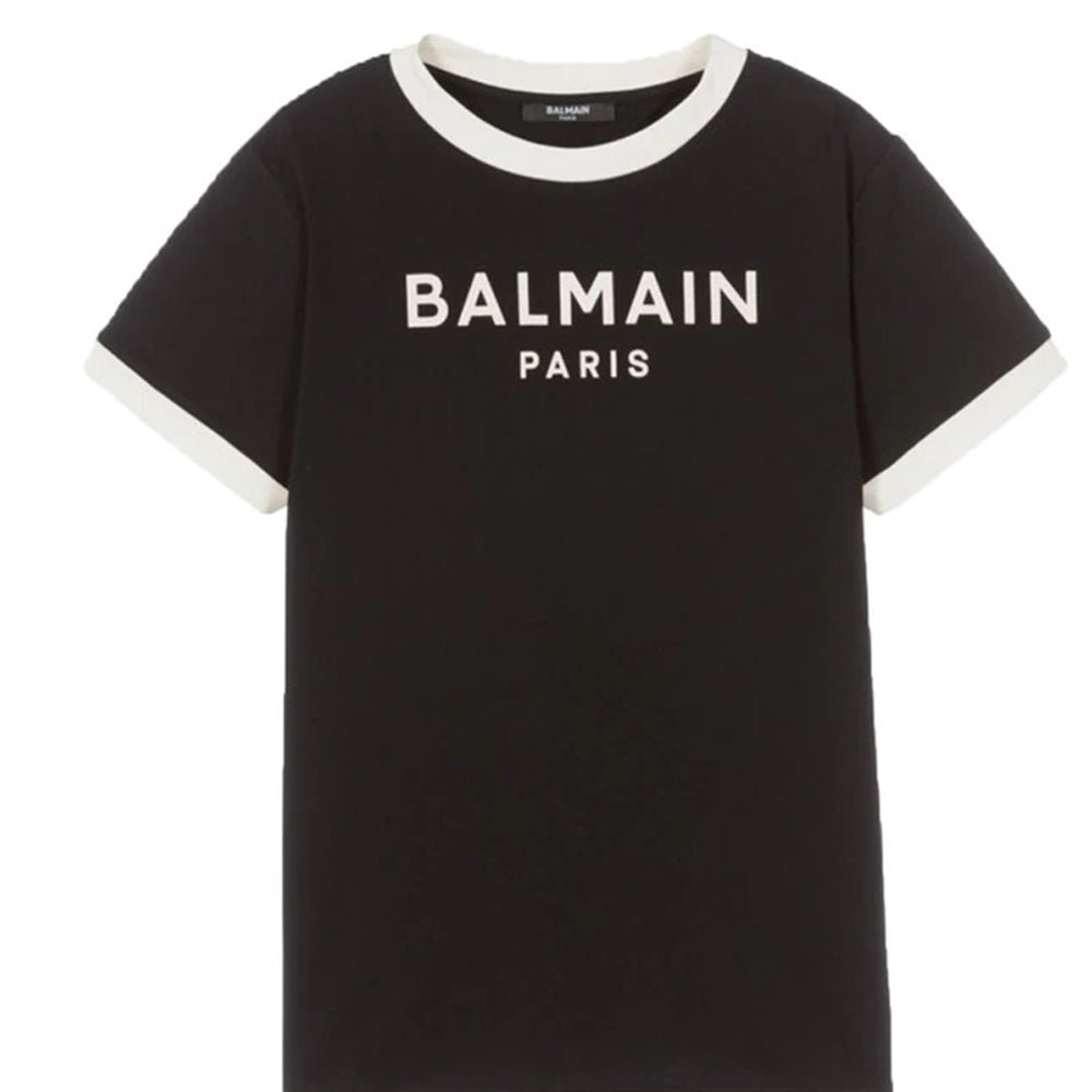 Balmain Boys Logo Cotton T-shirt Black 16Y