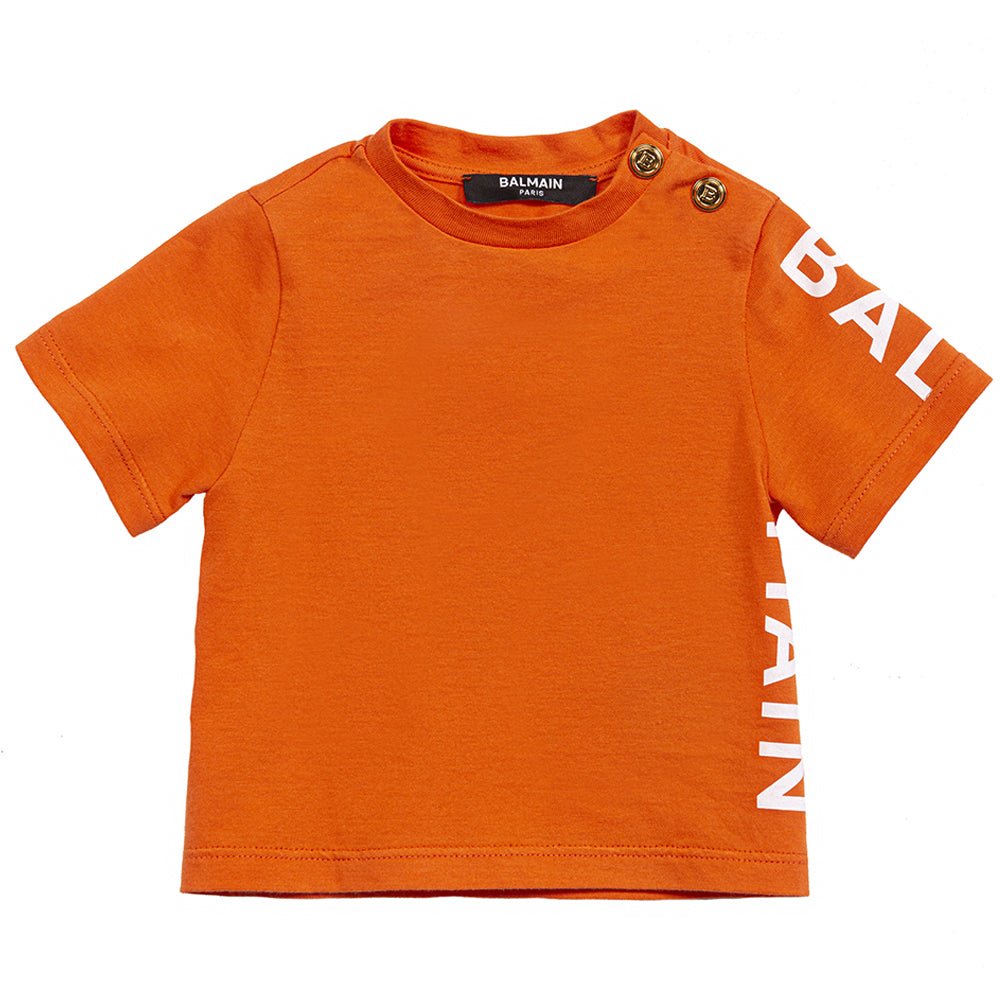 Balmain Cotton T-shirt Orange 24M