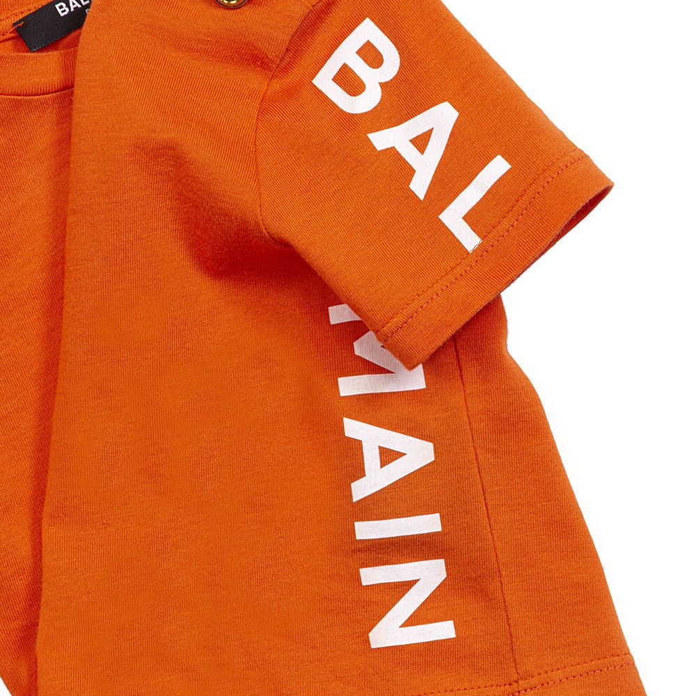 Balmain Cotton T-shirt Orange 24M