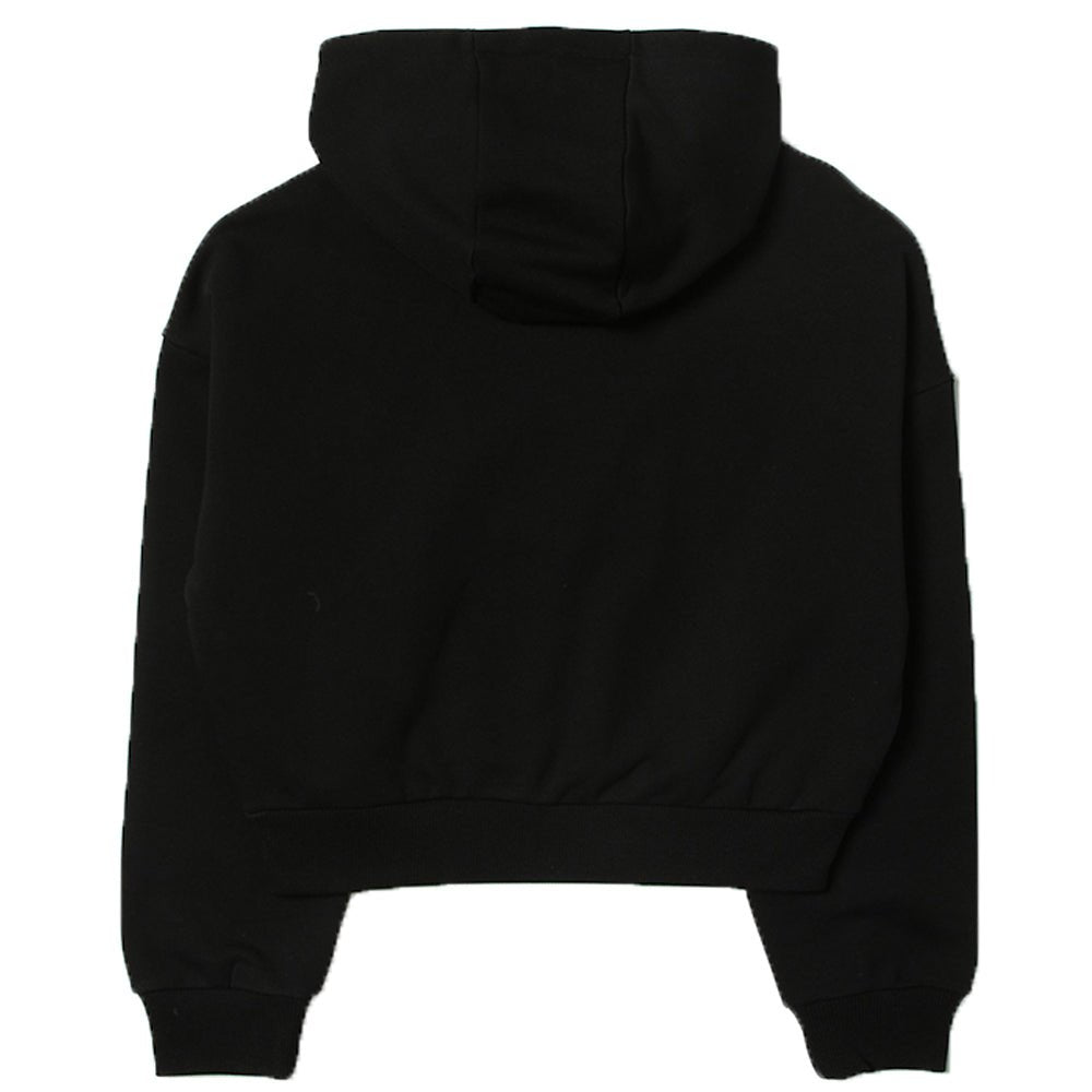 Balmain Girls Cropped Sequin Logo Hoodie Black 6Y