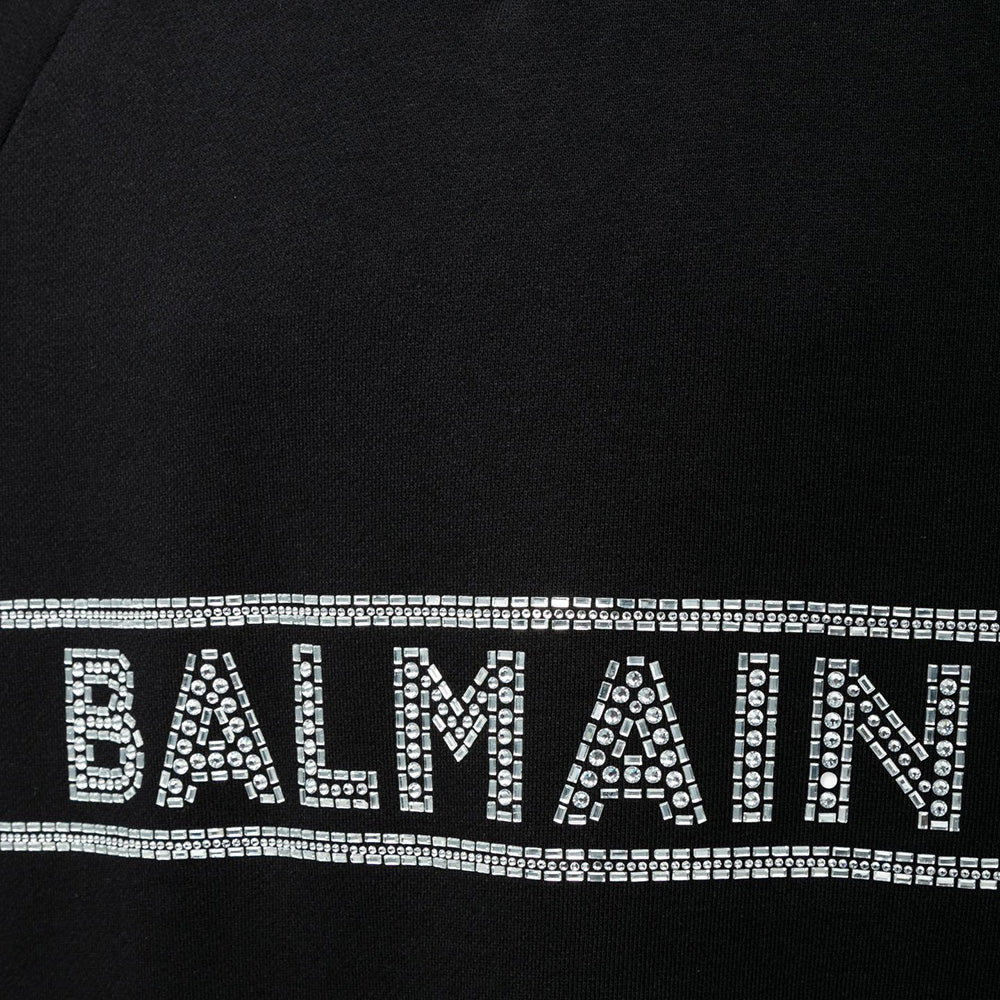 Balmain Girls Diamante Logo Sweatshirt Black 10Y