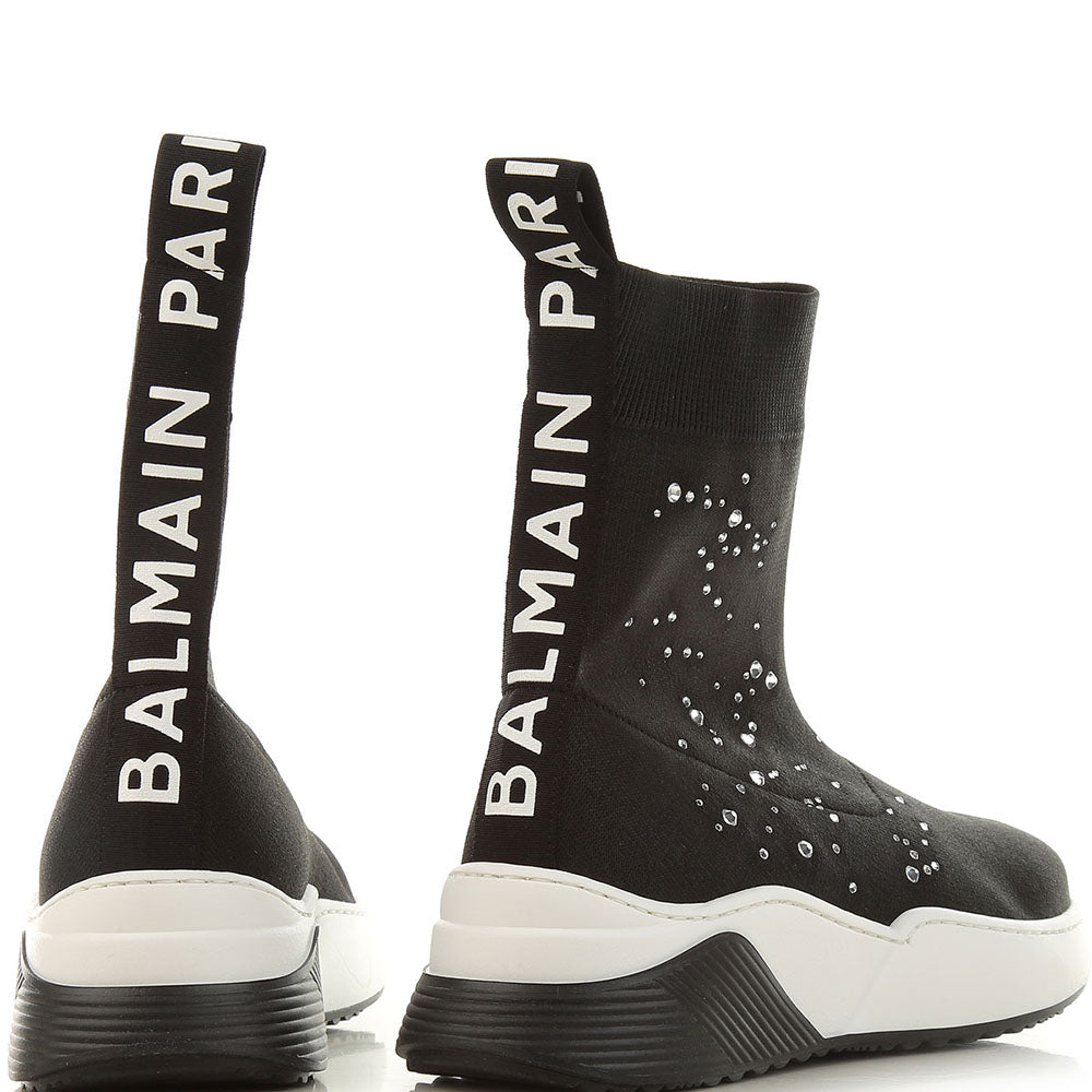 Balmain Girls Embellished Slip On Sneakers Black Eu35