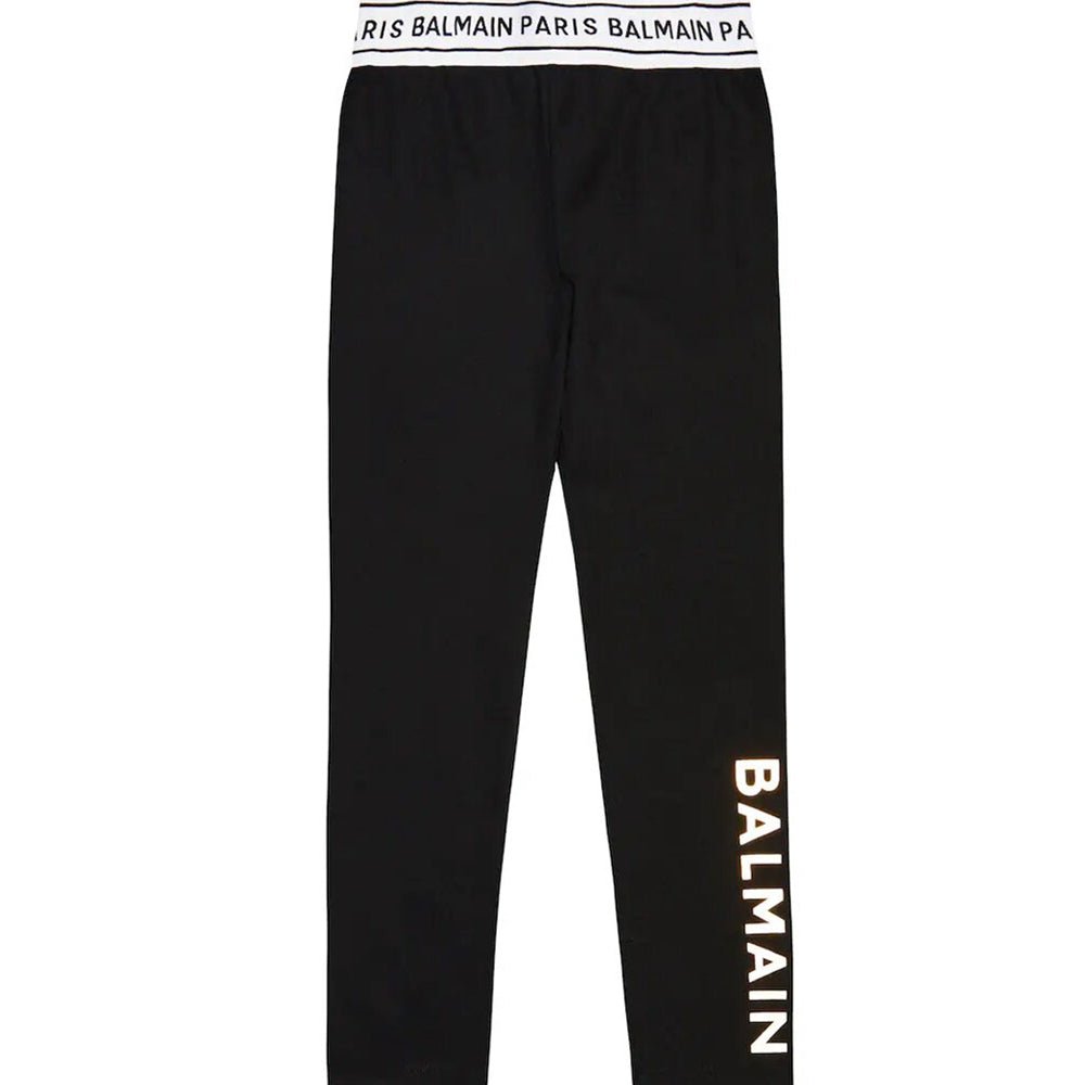 Balmain Girls Logo Panel Leggings Black 10Y - 2024