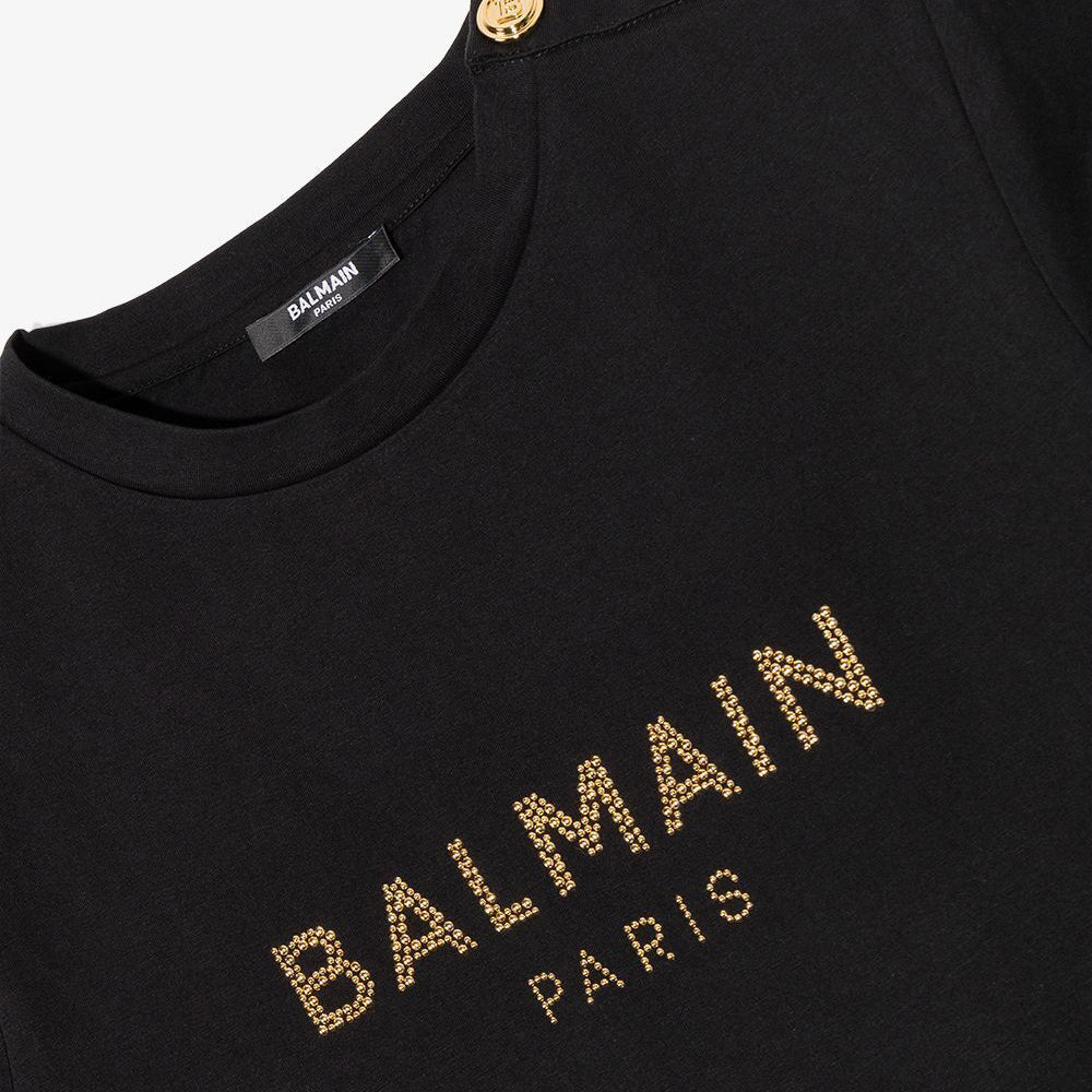 Balmain Girls Logo T-shirt Black 8Y