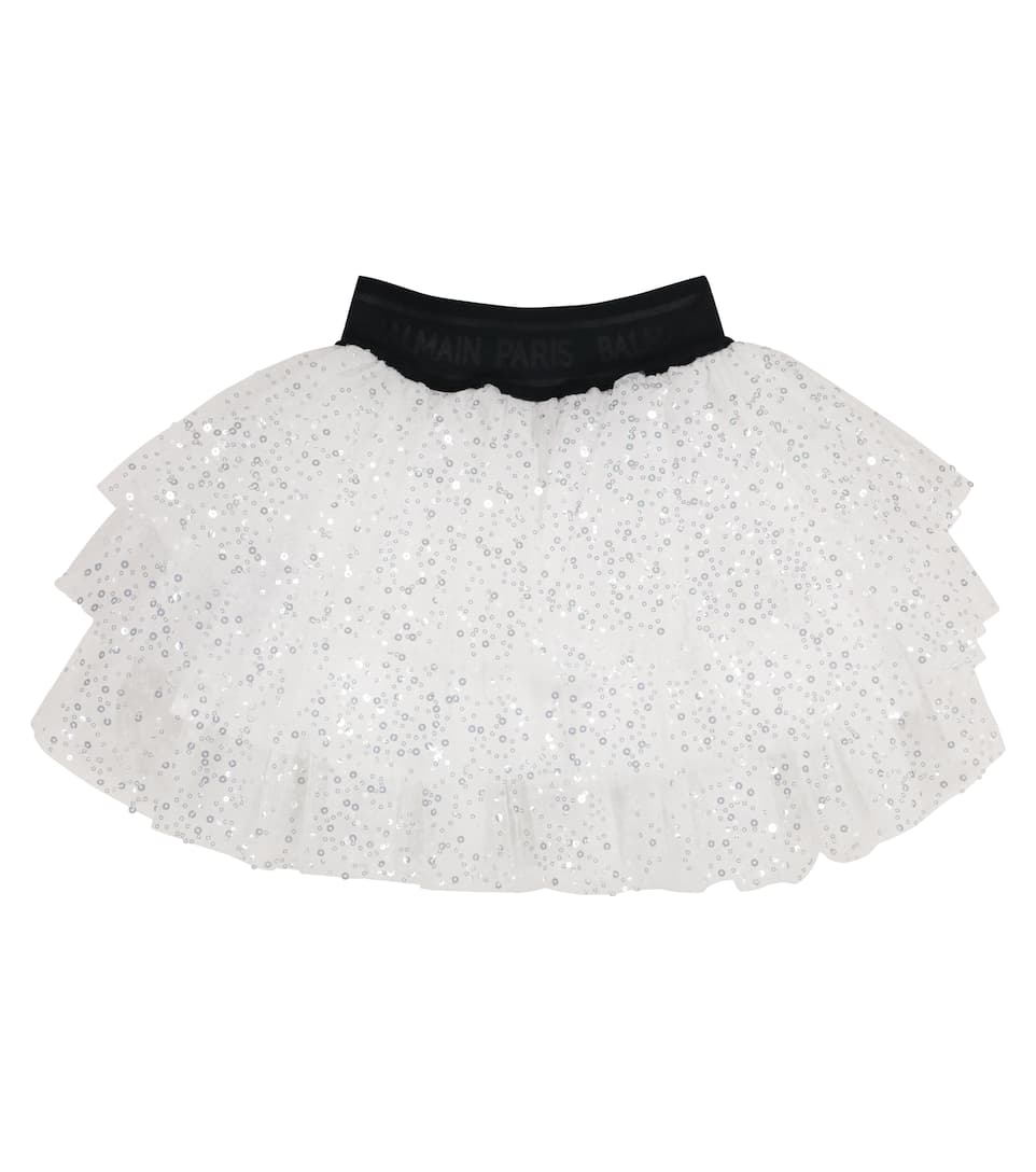 Balmain Girls Silver Skirt 10Y White