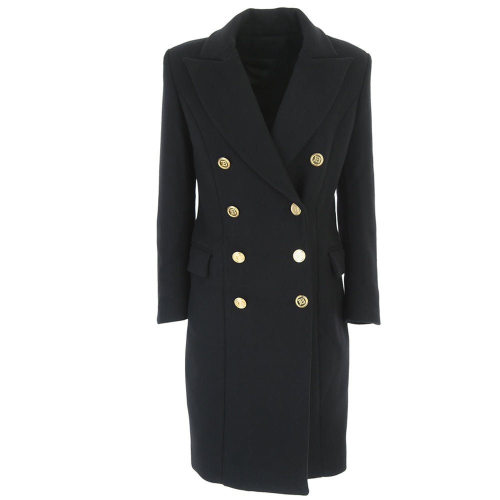 Balmain Girls Wool Coat Black 12Y