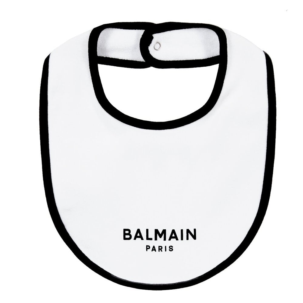 Balmain Monochrome Logo Cotton Babygrow Set Unisex White 3M