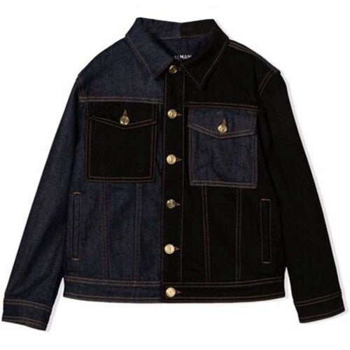 Balmain Kids embossed-buttons denim shirt - Blue