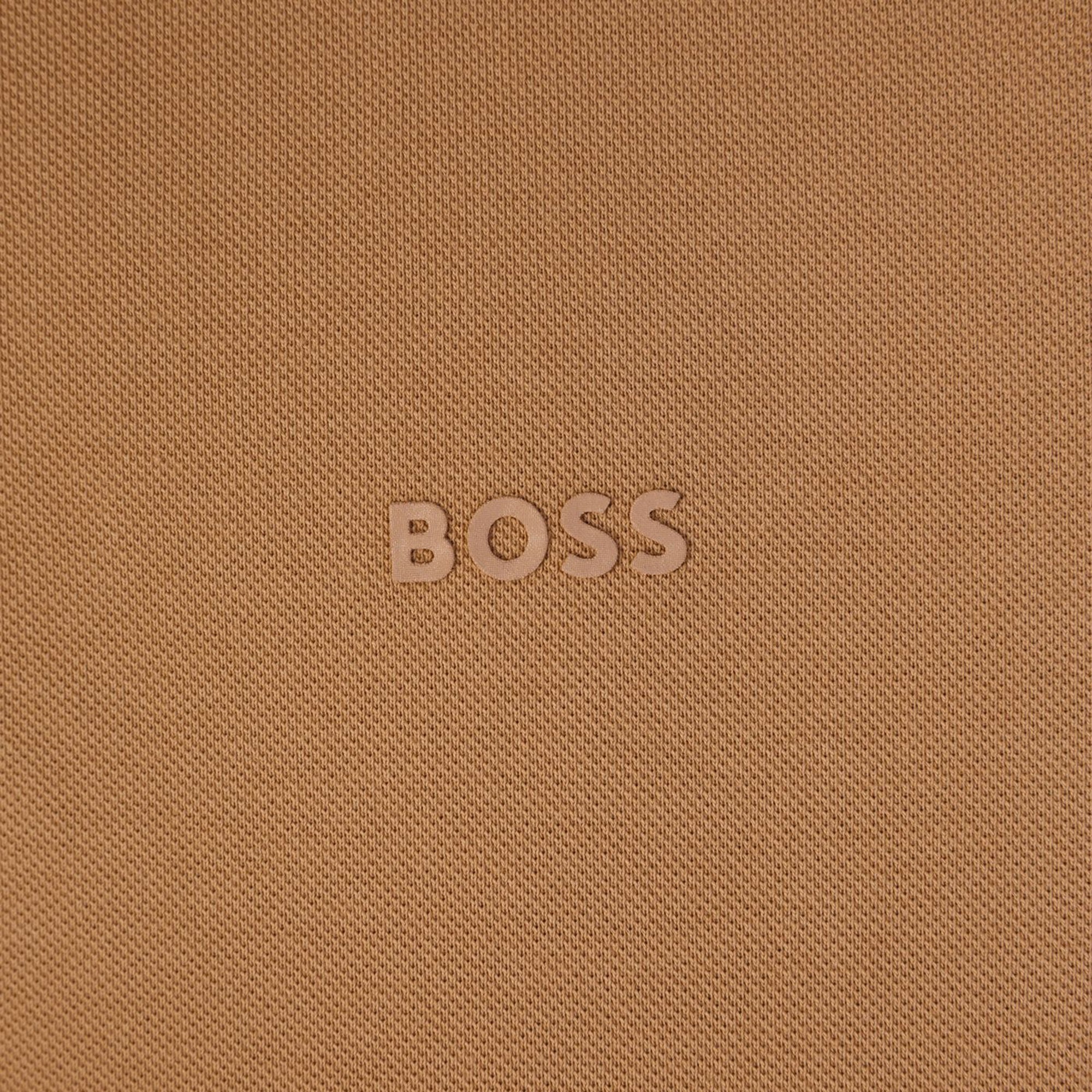 Boss Mens Striped Collar Polo Brown S