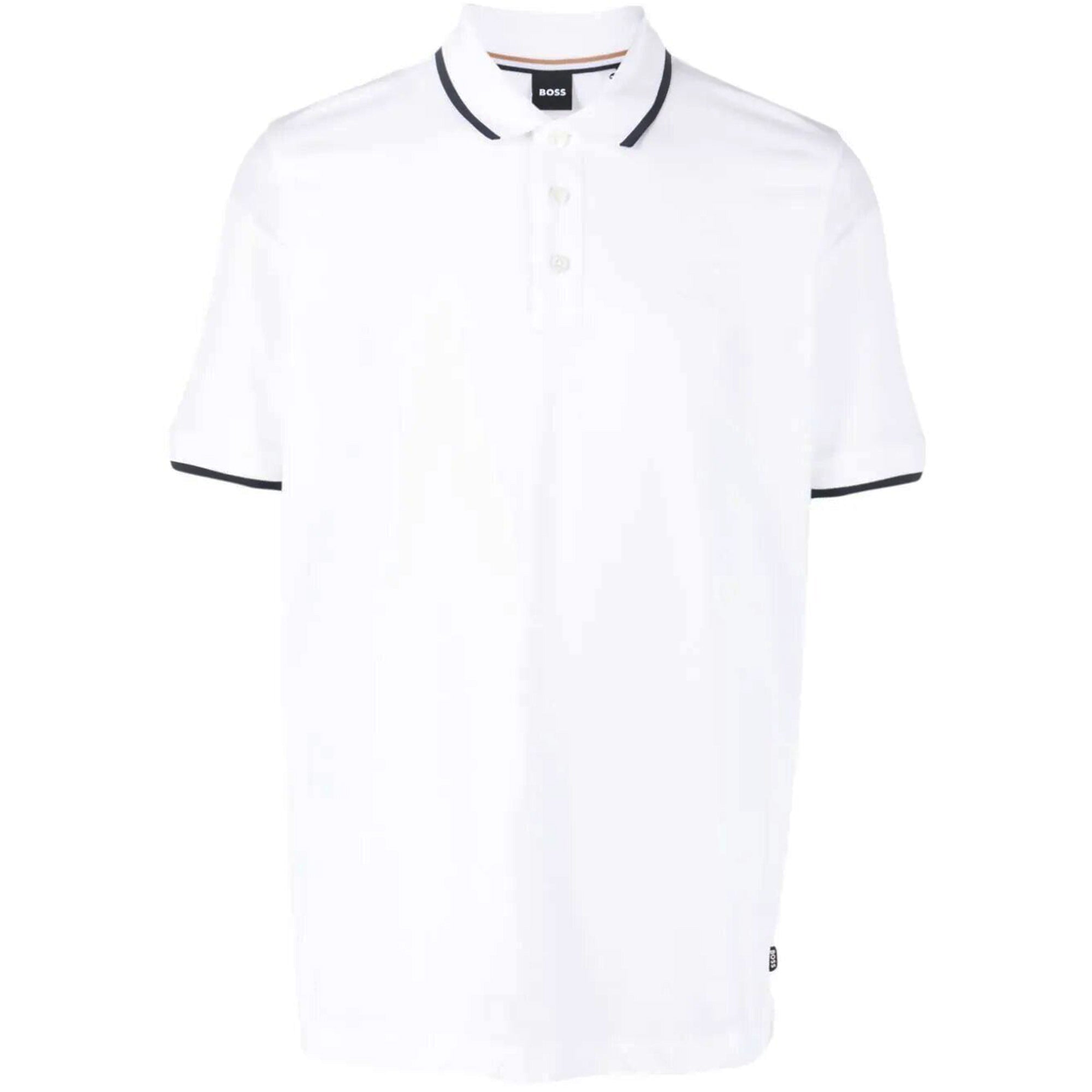 Boss Mens Striped Collar Polo White X Large