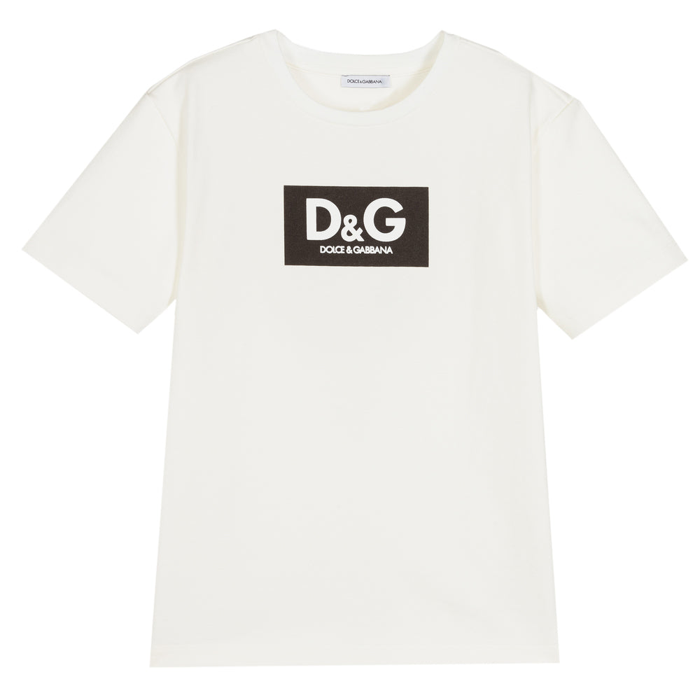 Dolce & Gabbana Boys Oversized Logo T-shirt Cream 10Y