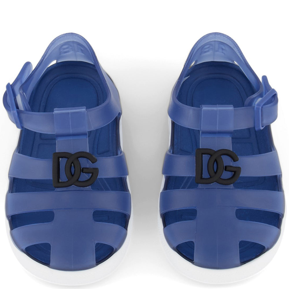 Dolce & Gabbana Unisex Baby Logo Sandals Blue Eu18