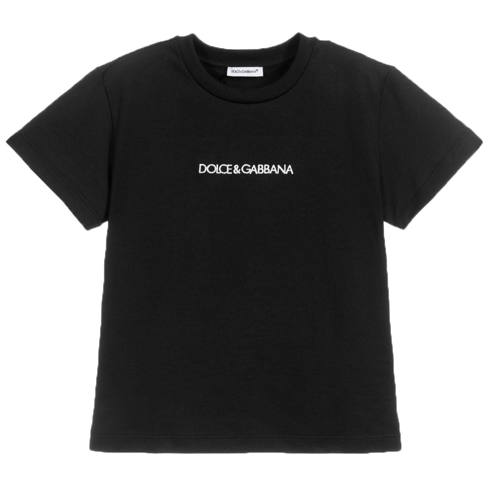 Dolce & Gabbana Unisex Kids Cotton Logo T-shirt Black 2Y