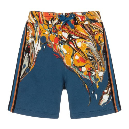 Dolce amp; Gabbana Kids marble-print cotton track shorts - Blue