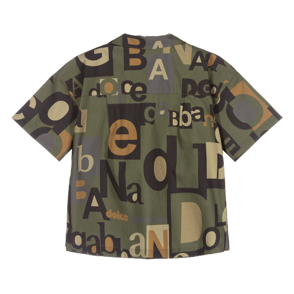 Dolce & Gabbana Boys Logo Cotton Shirt Khaki 6Y