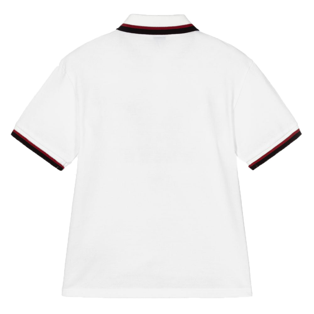 Dolce & Gabbana Boys Logo Stripe Polo Shirt White 12Y