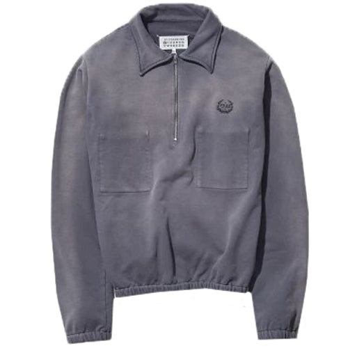 Maison Margiela Mens Half Zip Sweatshirt Grey - M GREY
