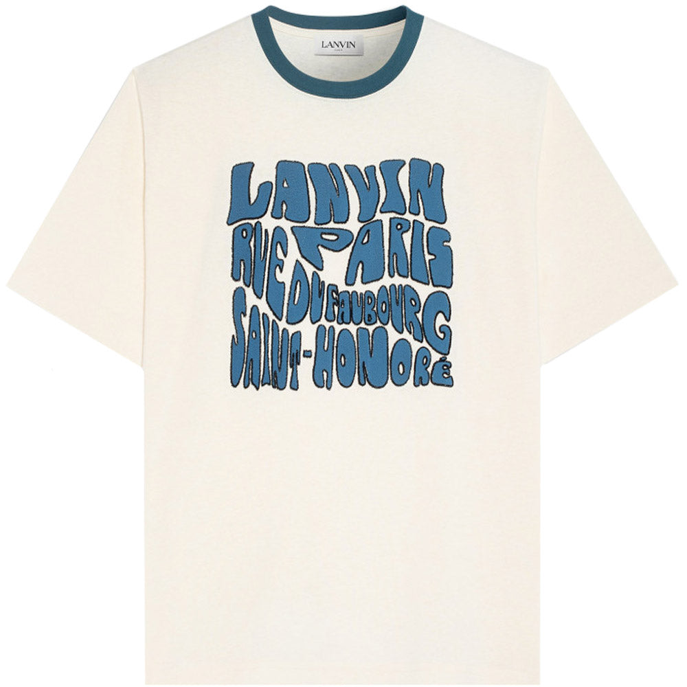 Lanvin Men's Carpeted Regular T-shirt Cream - S CREAM