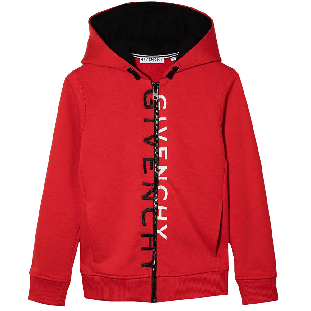 Givenchy Boys Split Logo Print Hoodie Red 8Y