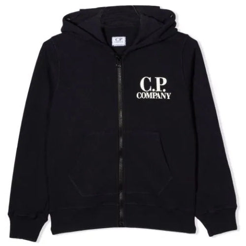 C.P Company Boys Logo Print Zip Hoodie Black - 8Y BLACK