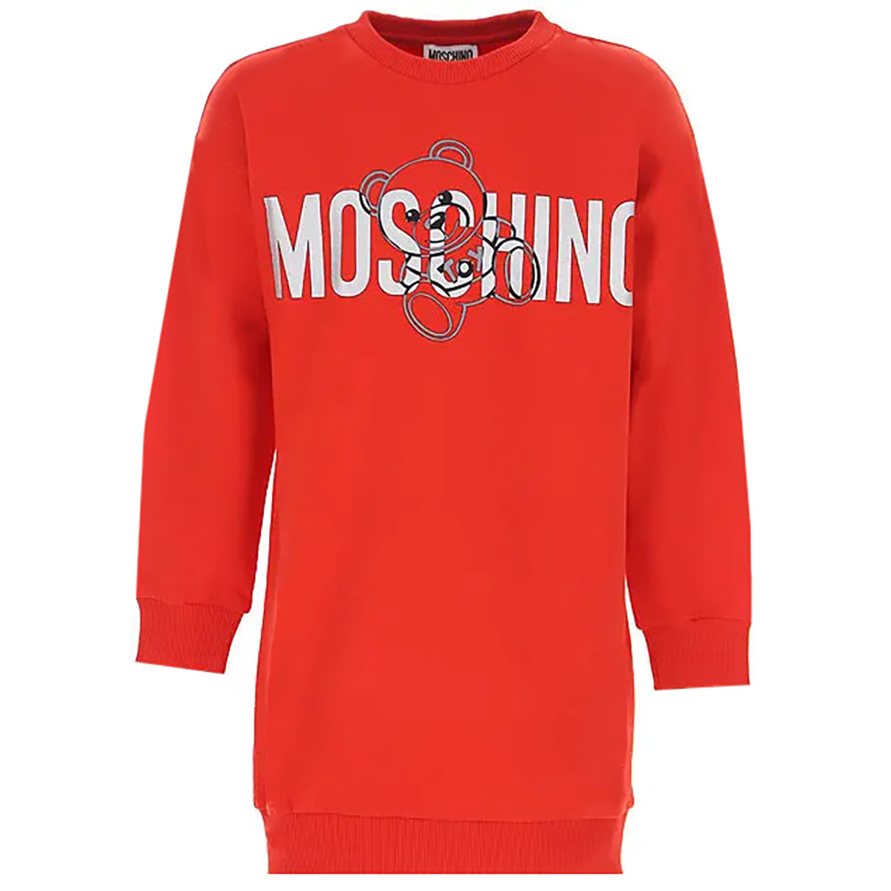 Moschino Girls Logo Bear Sweatshirt Dress Red - 4Y Red