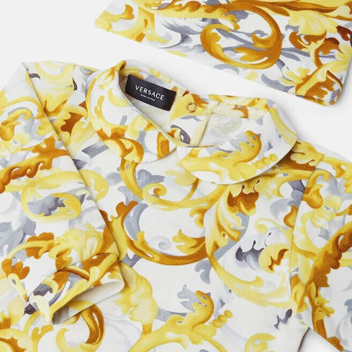 Versace - Baby White/gold Unisex Babygrow Set 6M Gold