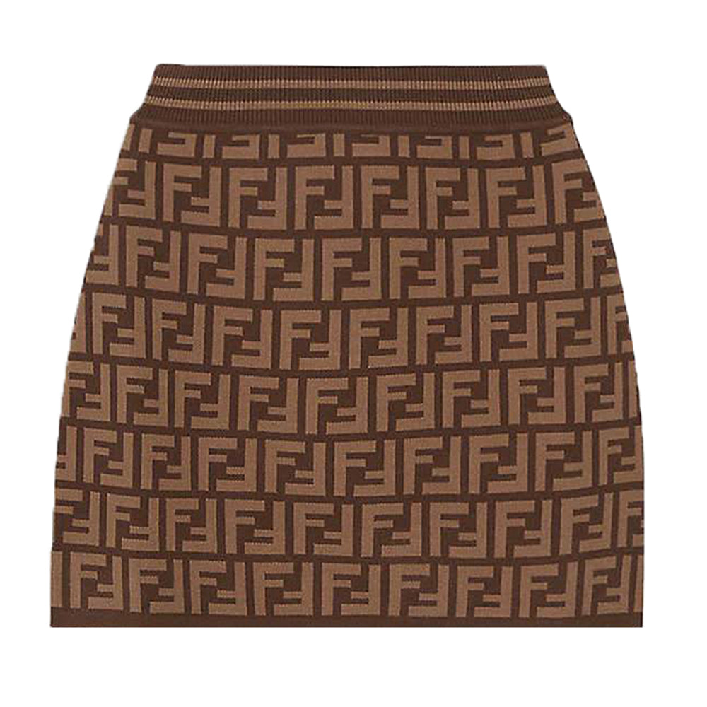 Fendi Ff-print Woven Skirt Brown 6Y
