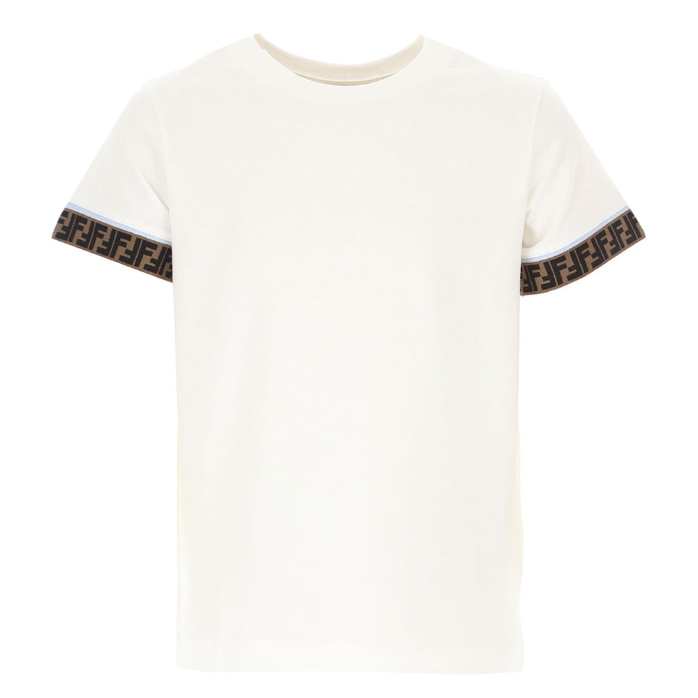 Fendi Kids Cuff Logo T Shirt White - 6Y WHITE