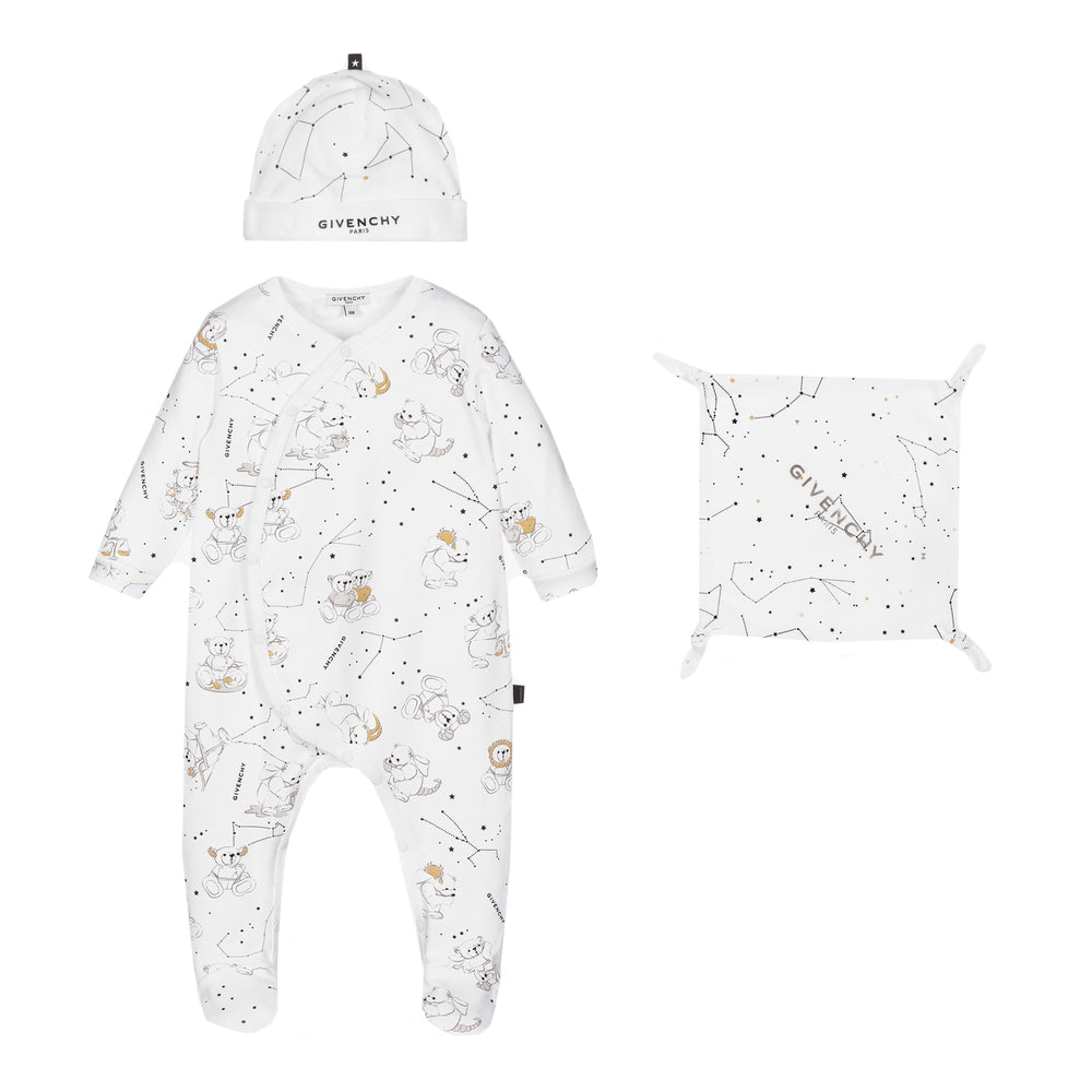 Givenchy Baby Unisex Teddy Bear Print Romper Set White - 1M White