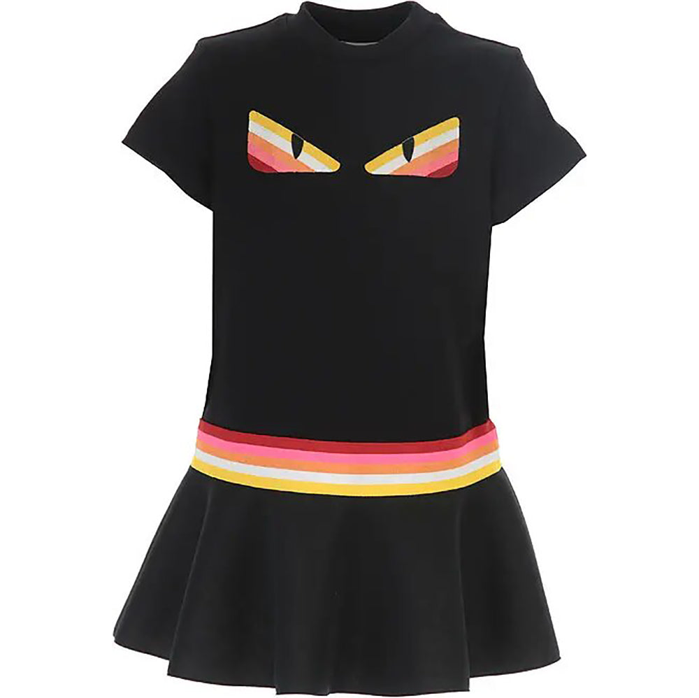 Fendi Girls Eye Skirt Dress Black 6Y