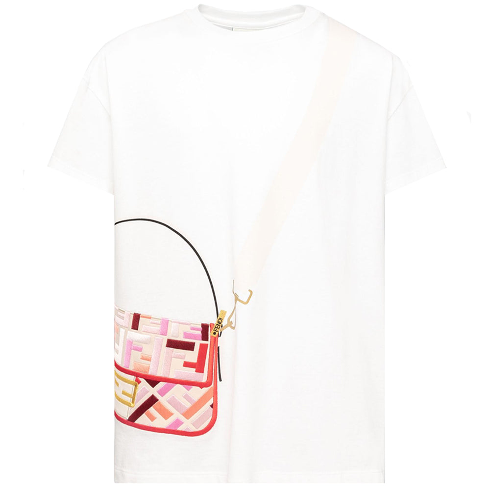 Fendi Girls Purse Print T Shirt White - 6Y WHITE